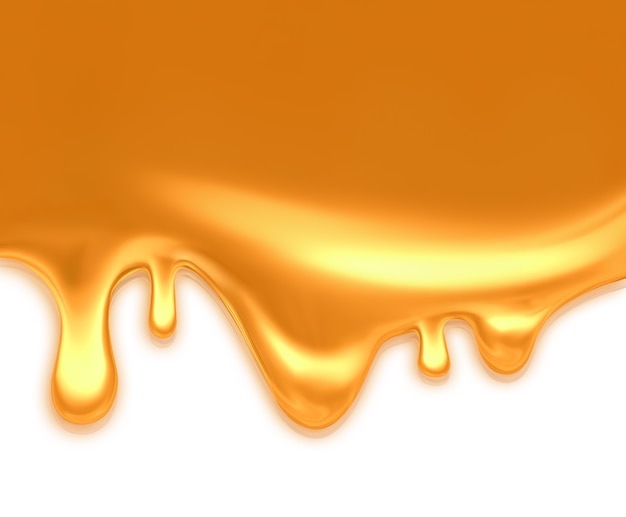 Photo dripping caramel on light background