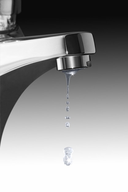 dripping faucet and water drops