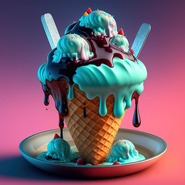 dripping ice cream in pastel color