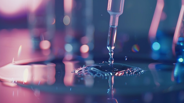 Dripping liquid from pipette into test tube in laboratory closeup Generative AI