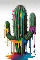 Photo dripping paint cactus