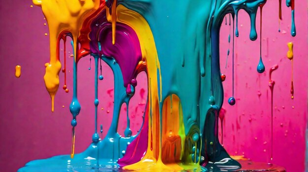 Dripping paint color dripping down vibrant