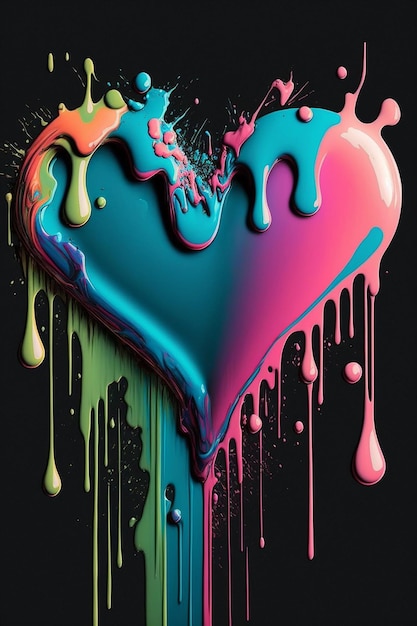 Dripping paint heart