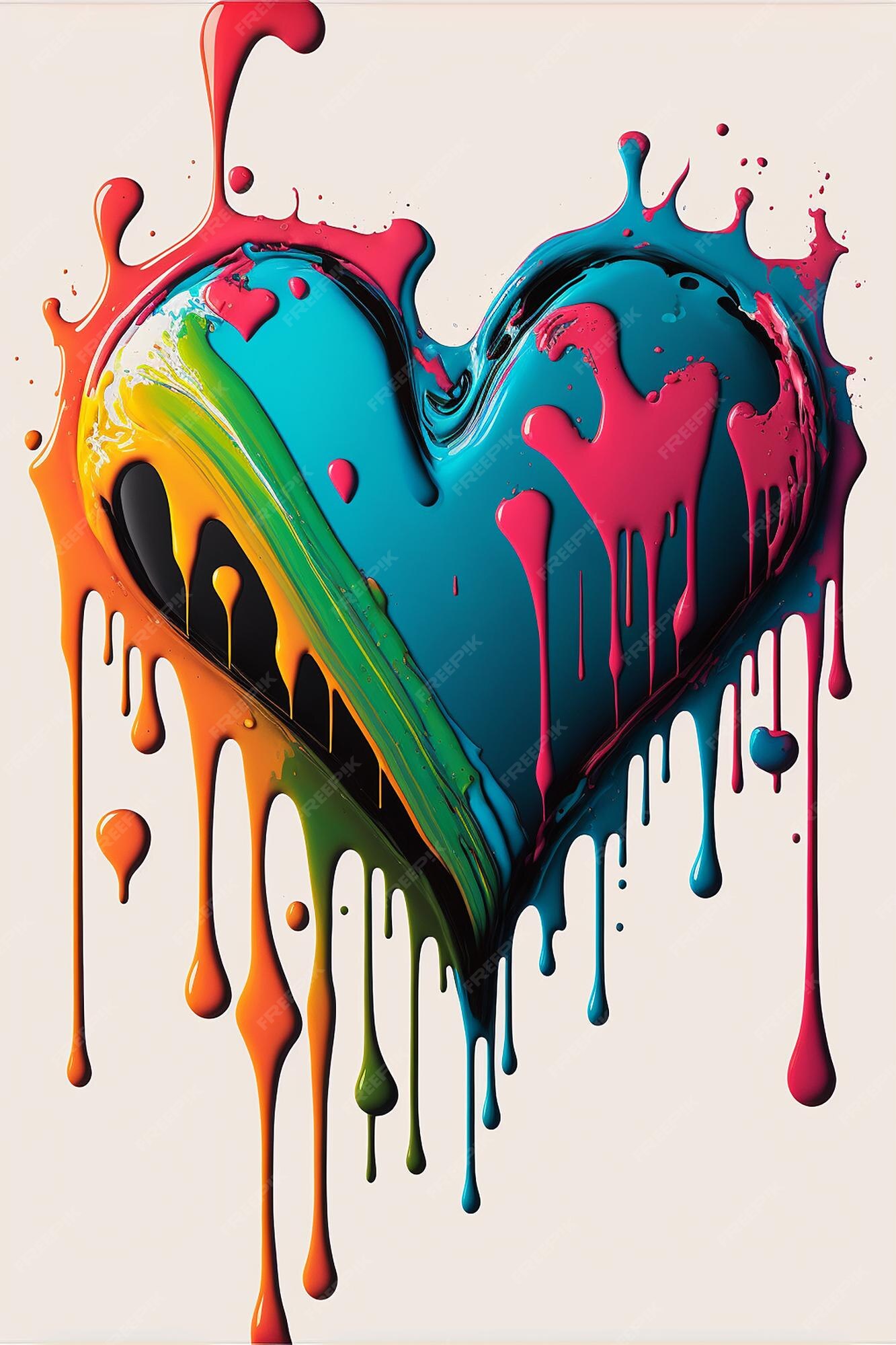 Premium Photo Dripping paint heart