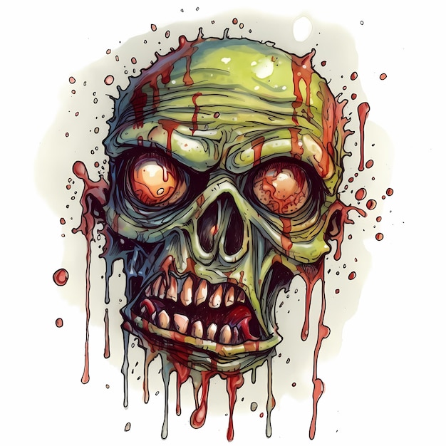 drippy zombie head drawin