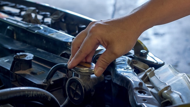 Driver checking the car before used or machanic service