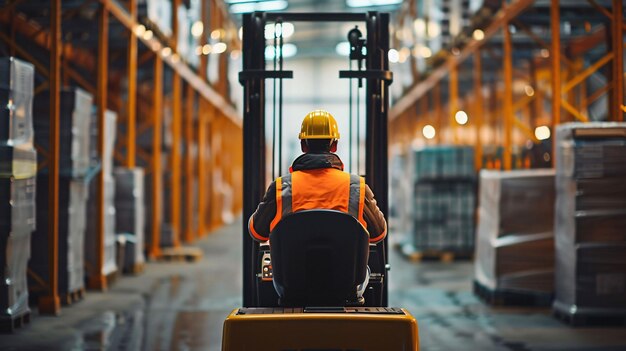 Photo driver forklift in warehouse