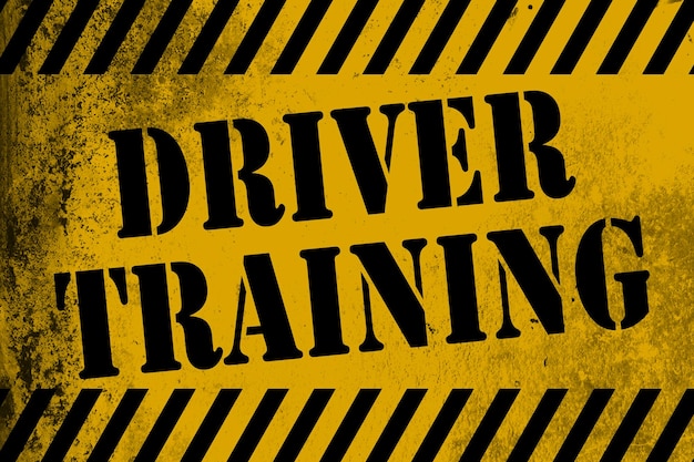 Driver training sign yellow with stripes