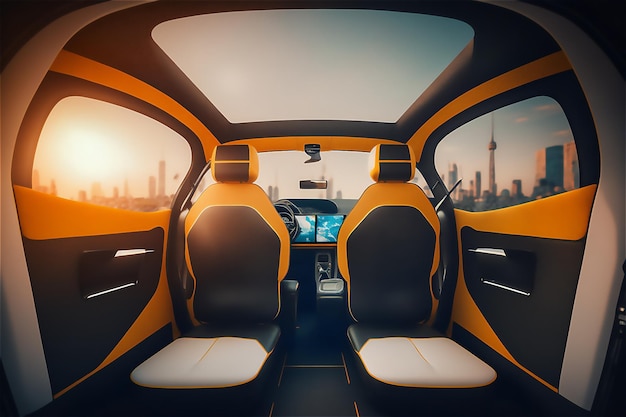 Driverless Autonomous Vehicle interieur Futuristische SelfDriving taxi auto lege salon