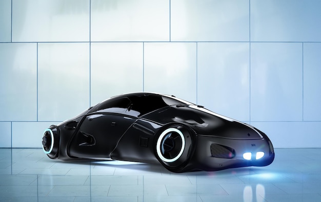 Беспилотный автомобиль или автономный автомобиль с 3D-рендерингом автомобиля