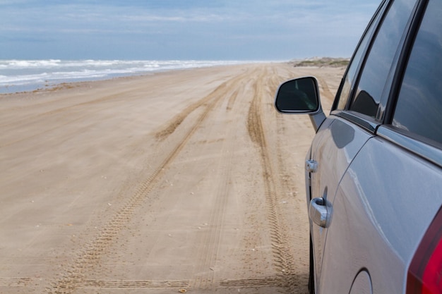 Driving on the baech of South Padre Island.