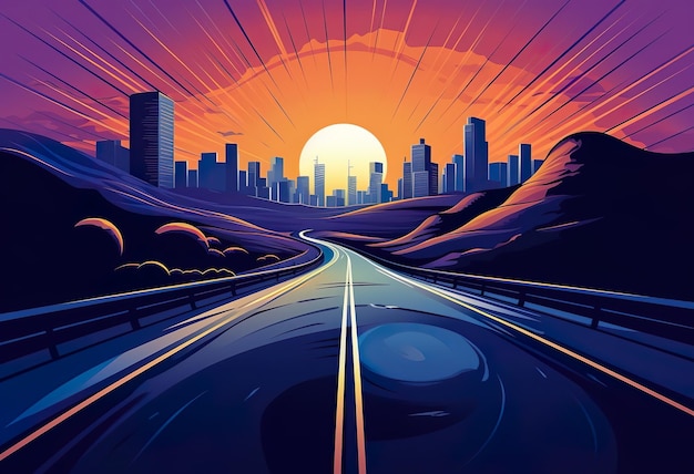 Driving on a highway abstract concept vector