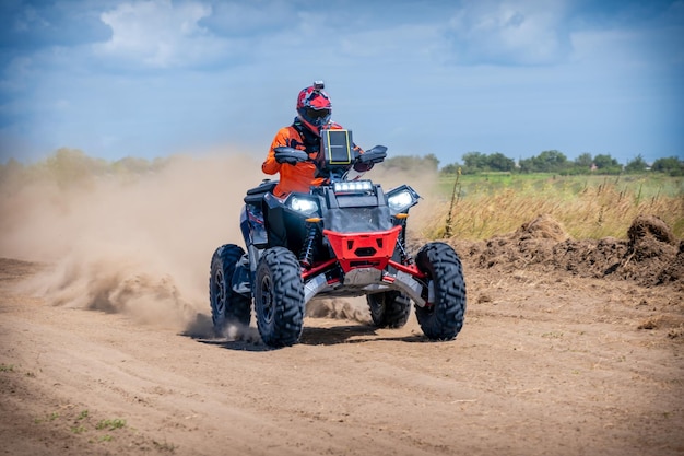 Driving offroad with quad bike or ATV vehicles 4x4