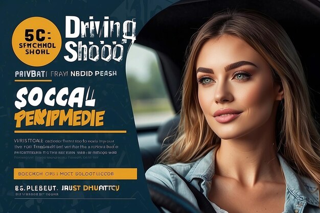 Photo driving school social media post banner design templete