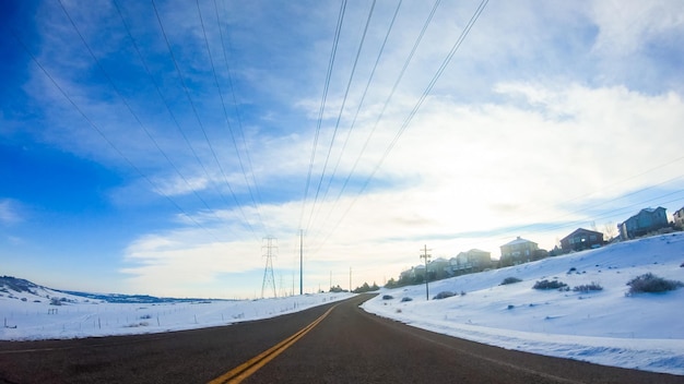 Driving in suburban area