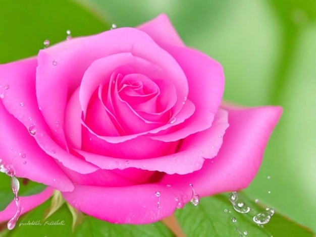 Drizzling on pink rose artificial