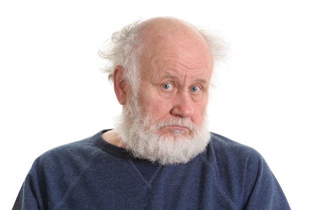 Droevig deprimerend oud man geïsoleerd portret