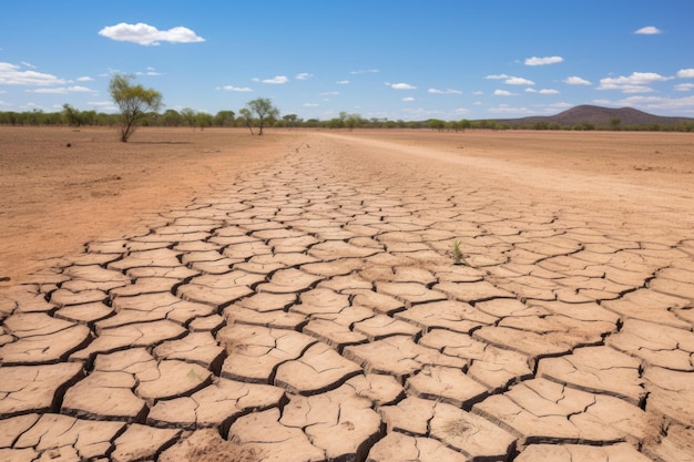 Droge gebarsten grond als gevolg van ernstige droogte