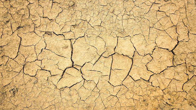 Droge modder gebarsten grondtextuur. Droogte seizoen achtergrond.