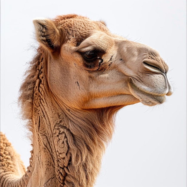 a dromedary isolated on a white background