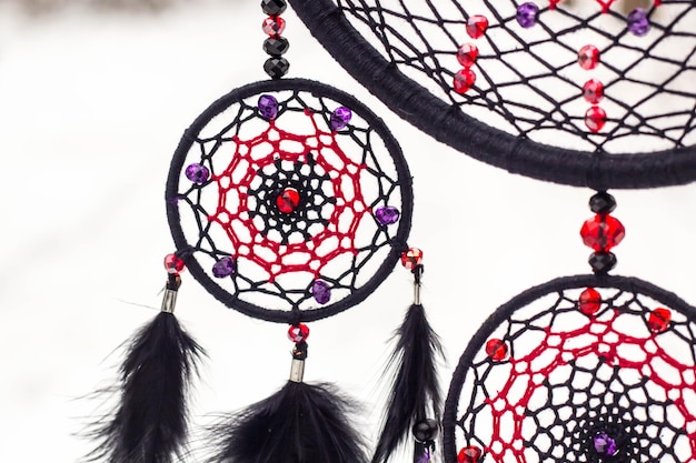 Dromenvanger met veren draden en kralen touw opknoping Dreamcatcher handgemaakt