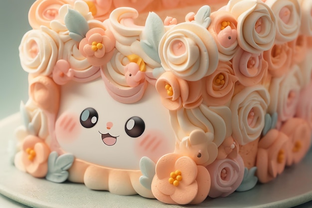 Dromerig schattig gezicht van een gelaagde cake