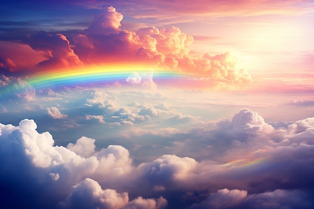 Foto dromerige cloudscape regenboog behang