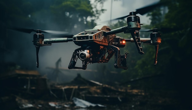 Drone attack realistic action scene photography