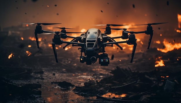 Drone attack realistic action scene photography