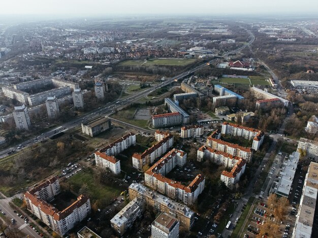 Drone-beeld van de stad Belgrado Nieuwe Belgrado wijk