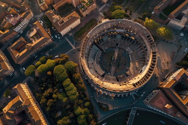 Foto un drone cattura l'essenza storica di roma da un'angolazione unica