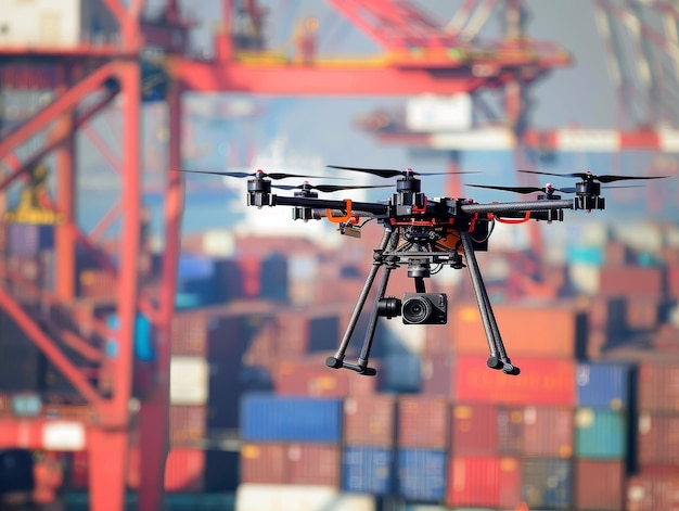 Drone fleet for port logistics airborne efficiency cargo sorted