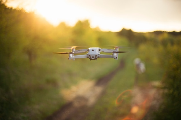 Drone in flight. Technology