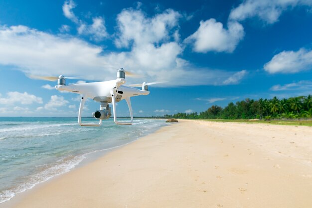 Drone flying over beach