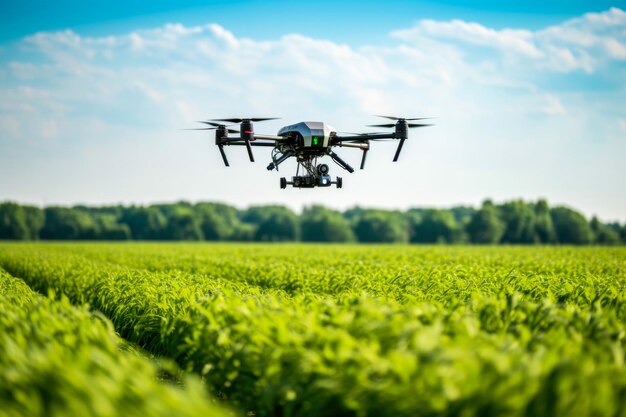 Photo drone flying over field of crops