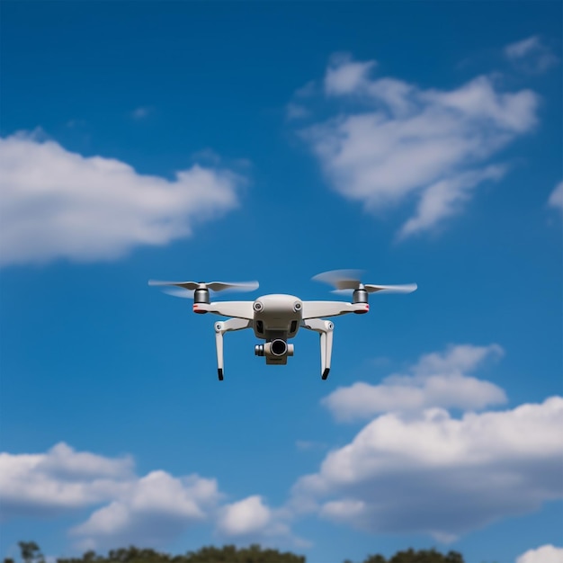 Drone Flying In Front Of A Blue Sky