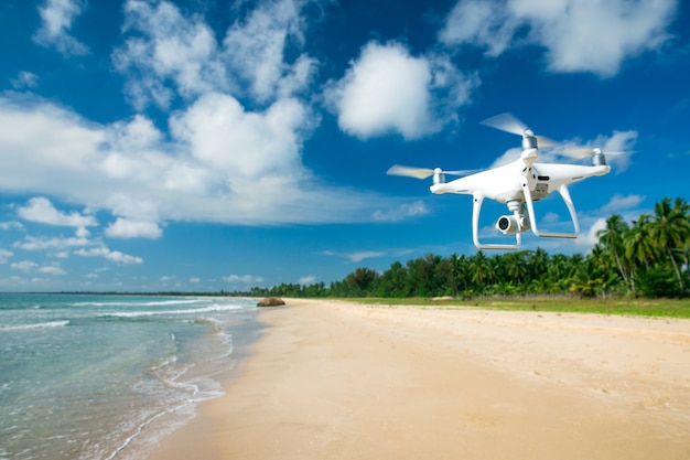 Drone flying over sea