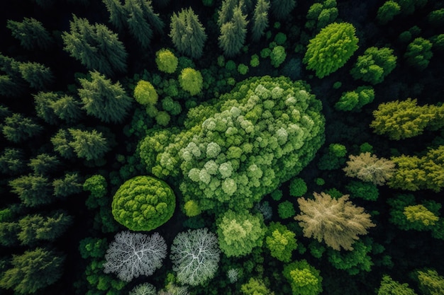 Drone genomen luchtfoto van bossen weelderige bomen in Dorset, Verenigd Koninkrijk