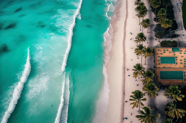 Drone image of mexicos cancuns playa ballenas