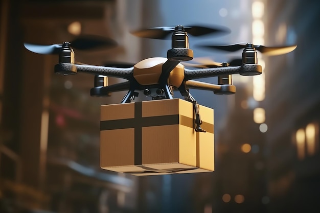 Drone levert pakket AI gegenereerd