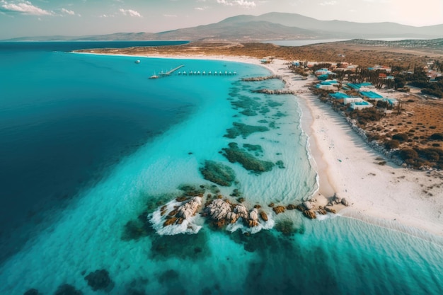 Drone Photo of Ilca Beach Aegean Region Cesme Izmir Turkey