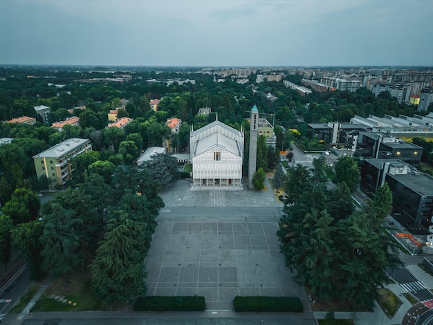 Drone photography of a Church in Italy Milan Evening photography of the city from a drone