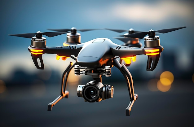 Drone quadcopter with digital camera Generative AI