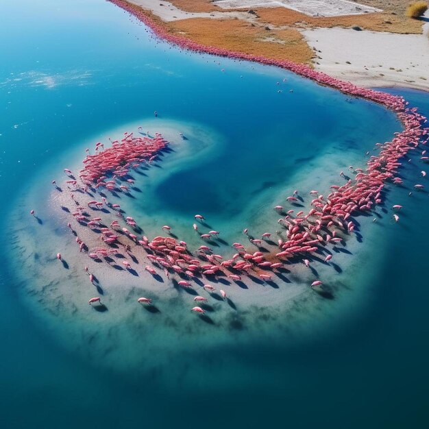 Drone shot aerial view top angle bright sunny day beautiful scenery natural river turquoise blue