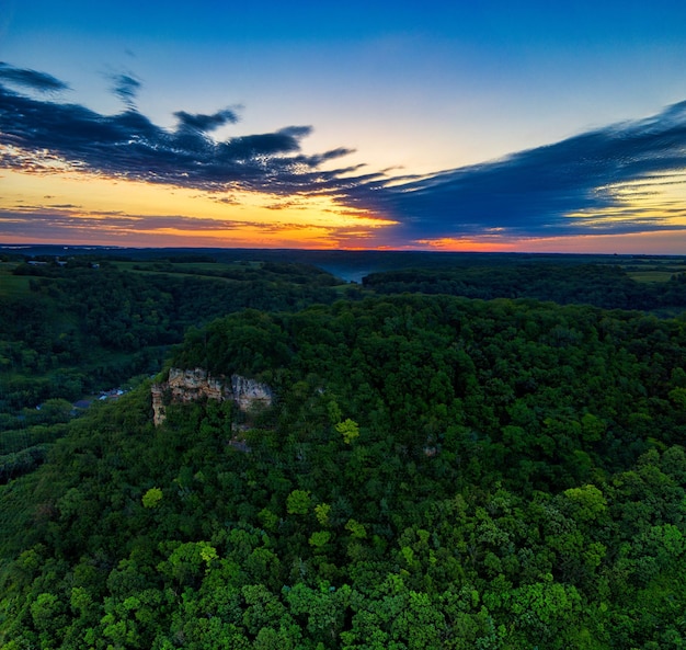 Drone shot of a dense forest photo