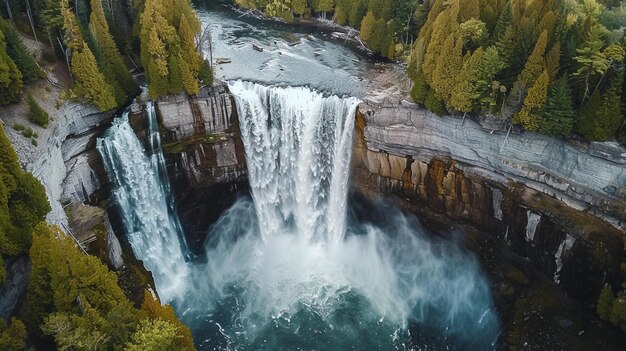 Photo drone shot of websters falls in canada