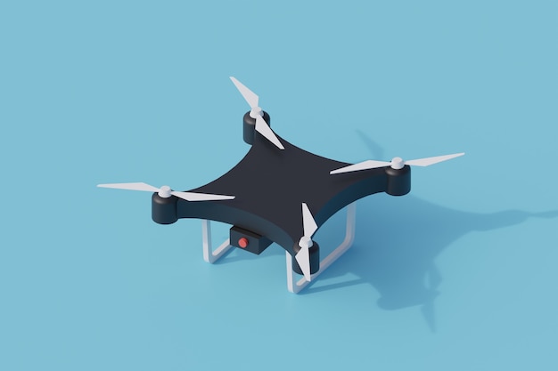Drone singolo oggetto isolato. 3d render illustrazione isometrica