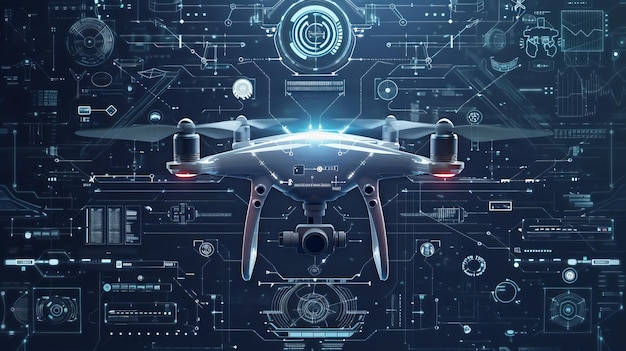 Drone technology concept graphic of drone control interface