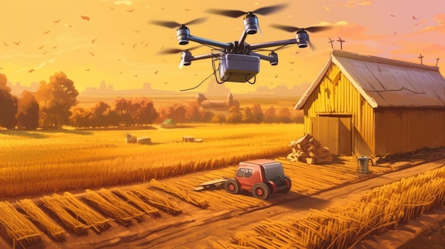 Drone technology illustrations showcasing drones AI generated