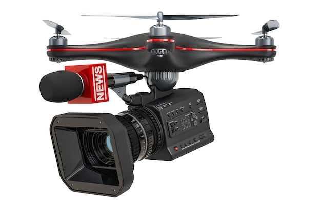 Drone TV News television concept 3D rendering